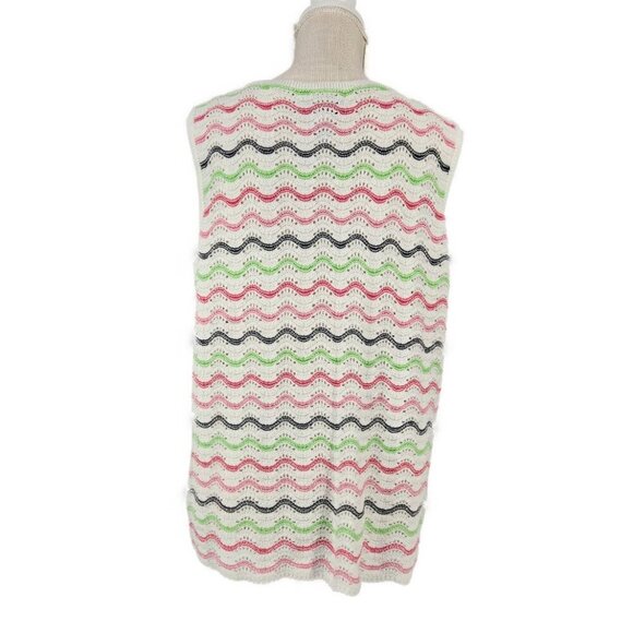 Judith Hart Crochet Sleeveless Tank Top Shell Size 1X White Multi Color Stripes - Picture 2 of 7